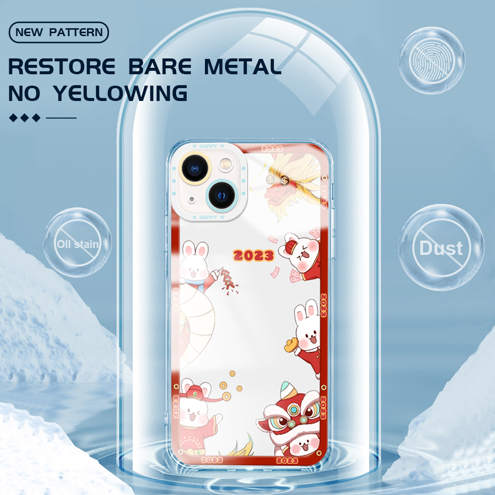 Hontinga Casing Case For Xiaomi Redmi Note 11T Pro+ Note 11S Note 11 Pro 5G 4G Note 8 Pro Note 9 Case Transparent Clear Case Rabbit Year Phone Case Soft Silicone Full Cover Shockproof Rubber Cases Back Cover Phone Casing Softcase For Girls