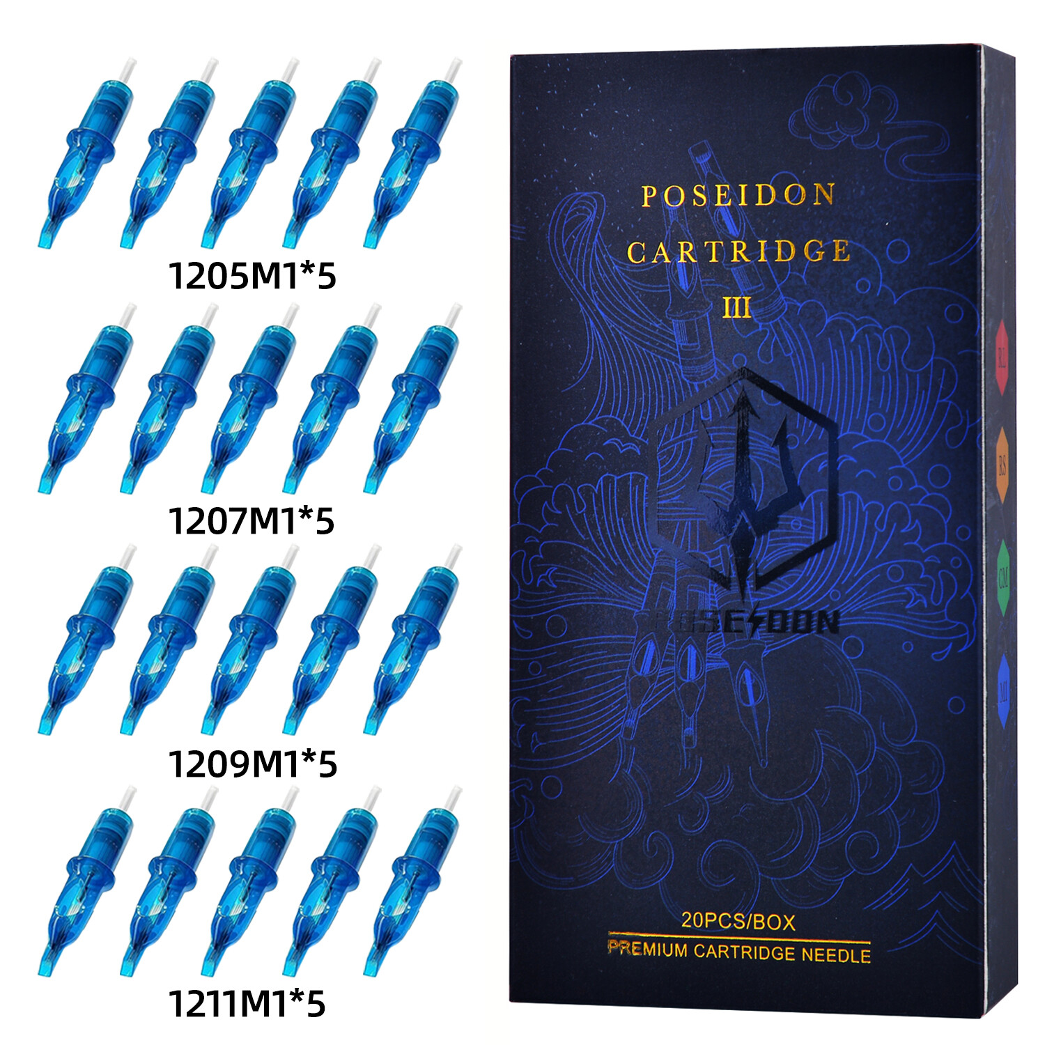 POSEIDON Tattoo Needle Cartridge 20PCS/Box Tattoo Needle M1 Mix Size Cartridge Tattoo Needle For Tattoo Machine Pen Type Tattoo Machine Tattoo Needle Set Tattoo Accesories Supply Tattoo Supplies