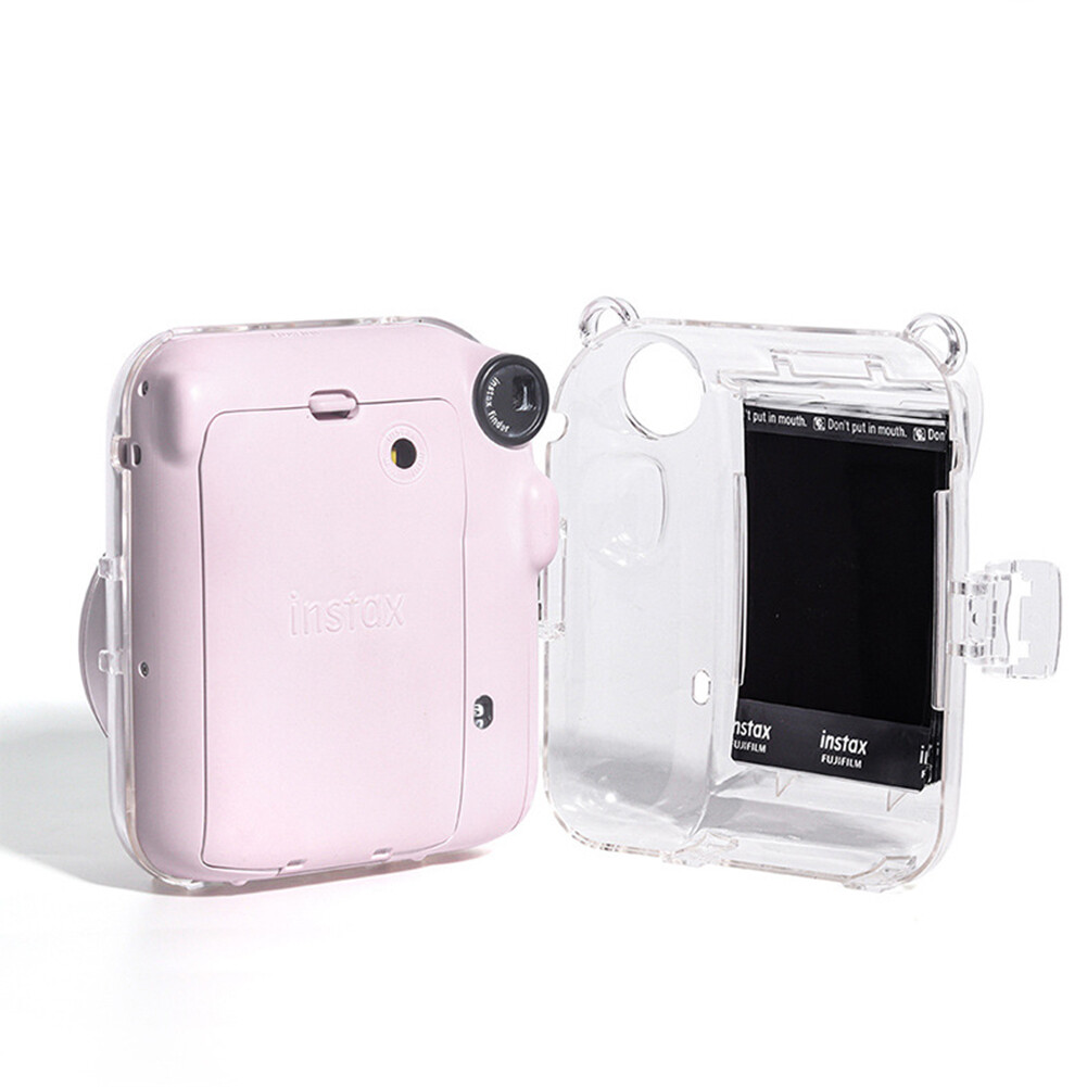 Transparent Mini 12 Protective Crystal Case Update with Photo Storage Camera Case DIY Sticker Shoulder Strap for Fujifilm Instax
