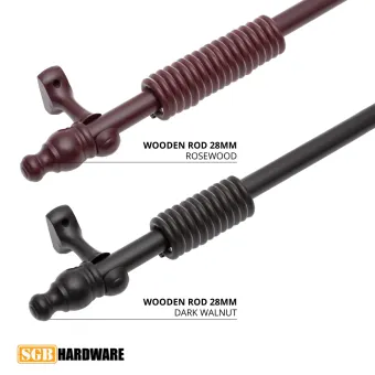 Ara Wooden Curtain Rod 28mm 4ft 120cm Rosewood Dark Walnut