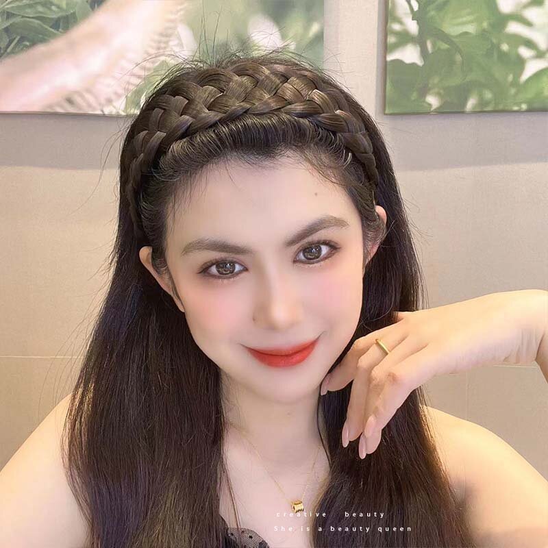 Tóc Giả Rộng Vành Mới Băng Đô Tết Tóc Giả Bện Xương Cá Băng Đô Bện Rộng Băng Đô Bện Rộng Dày Tóc Giả