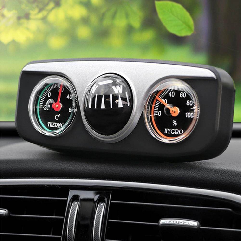 Car Vehicle Navigation Ball Compass Thermometer Hygrometer Interior Accessories