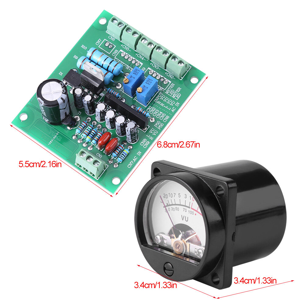 2x pcs VU Meter Warm Back Light Recording + Audio Level Amp with Driver Board