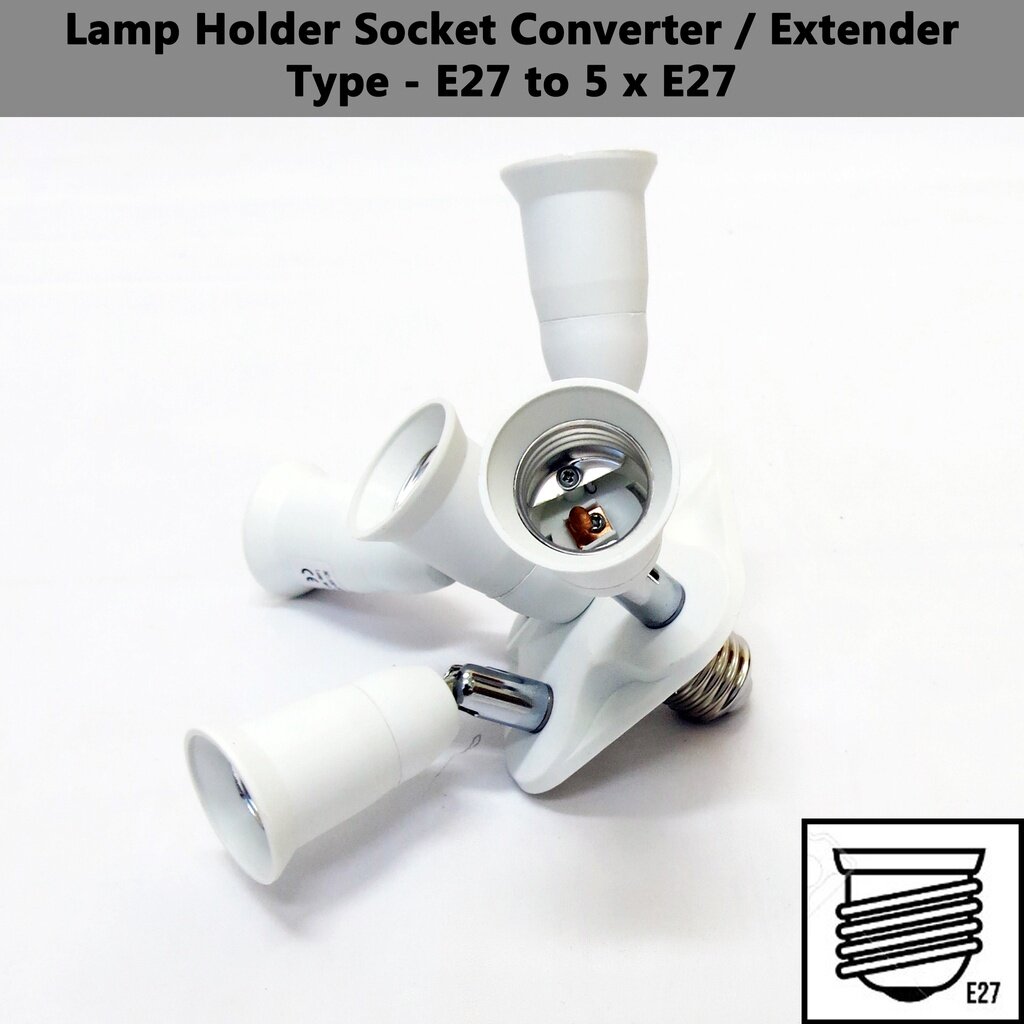 3H E27 To [3 x E27/5 x E27] Lamp Holder Socket Converter Adaptor ...