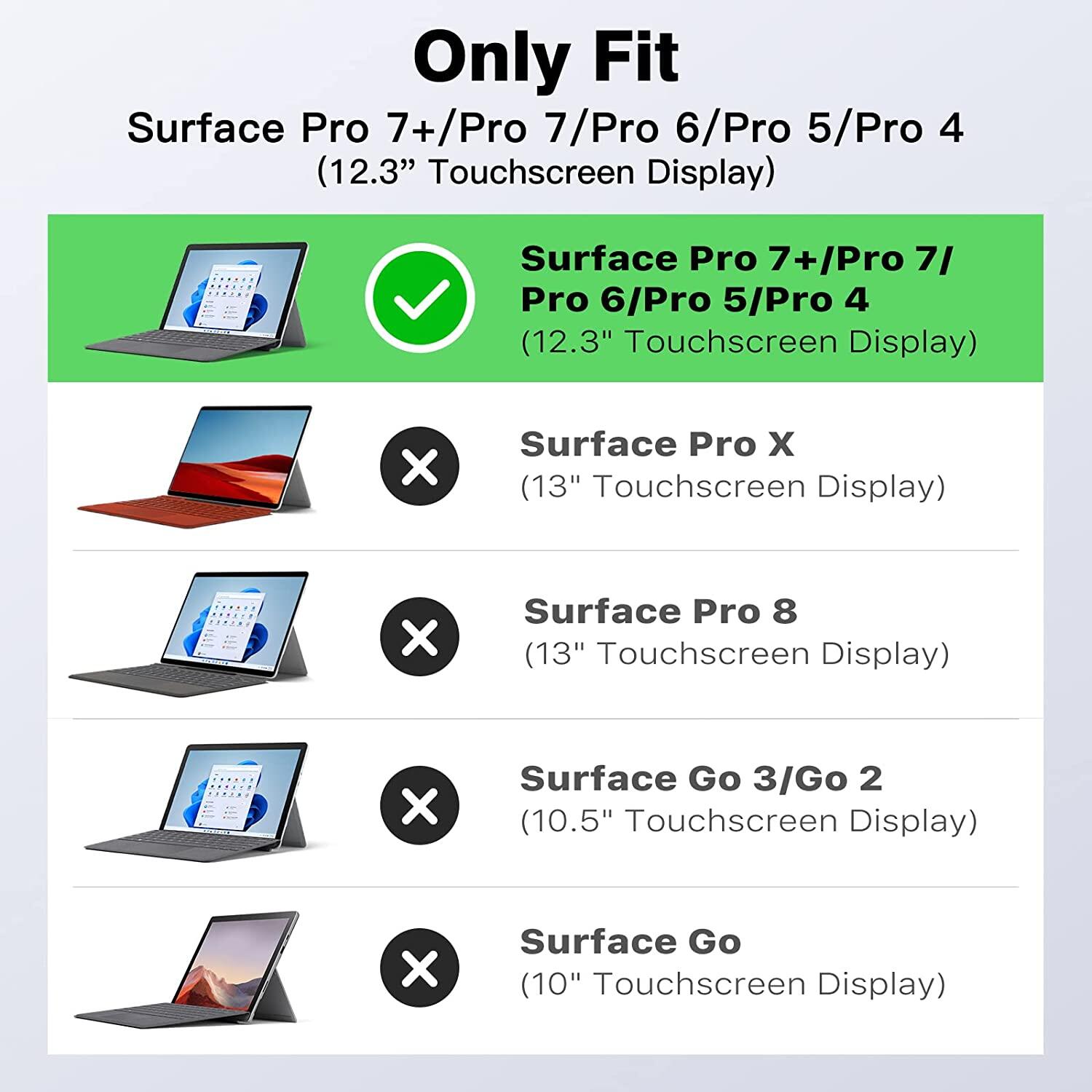 Dadanism For Microsoft Surface Pro 7 Case Surface Pro 7+ / Pro 6 / Pro 5 2017 / Pro 4 12.3 Inch Tablet Case Accessories Slim Light Stand Case Built-in Surface Pen Holder
