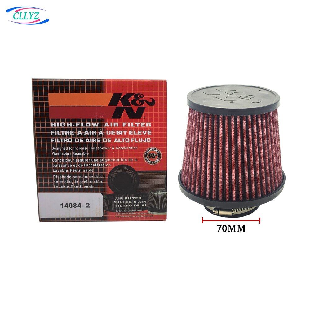 Cllyz car air filter universal 63/70/76mm k& n high flow cone air intake filter induction kit washable 14084-2