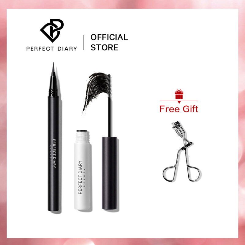 Bộ trang điểm Perfect Diary cho mắt gồm kẻ mắt siêu mỏng và mascara siêu bền lâu trôi - INTL