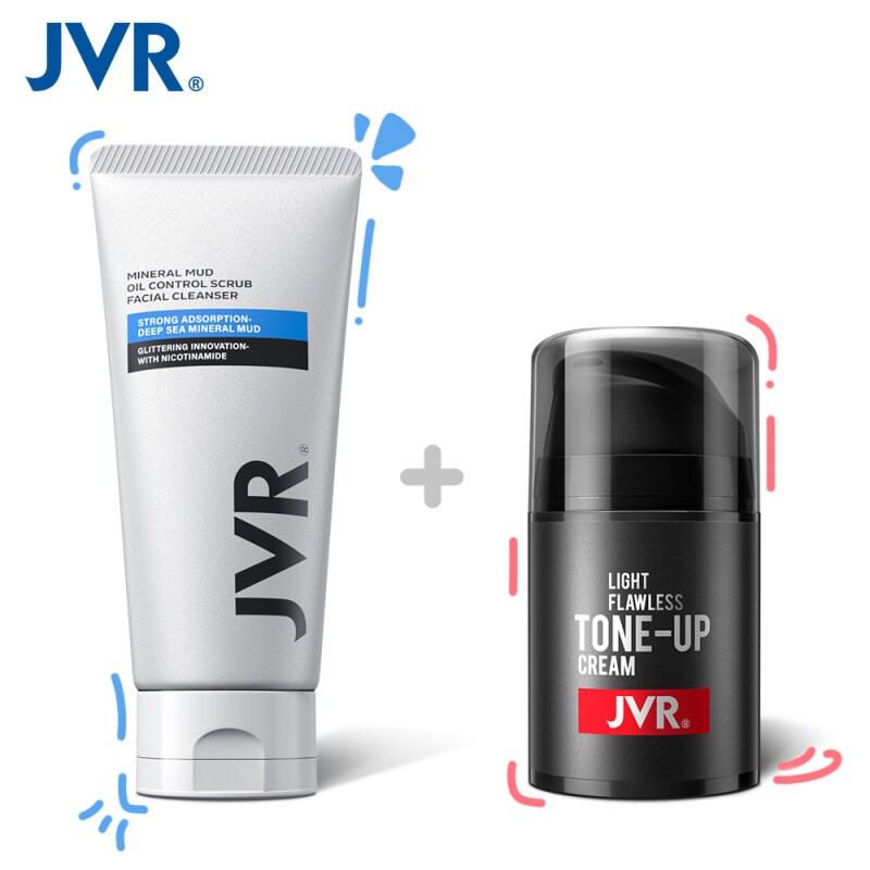Kem Lót Trang Điểm Mặt JVR Cho Nam Giới Làm Trắng Kem 50G + Sữa Rửa Mặt Cho Nam Giới Kiểm Soát Dầu 120G giá rẻ