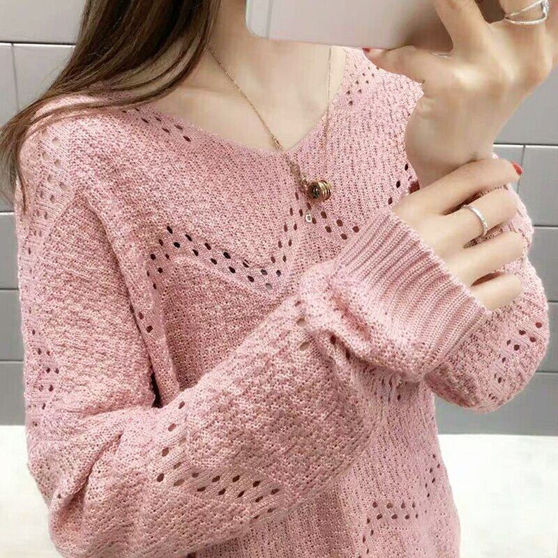 Fashion 2020 Elegant Knitted Women Sweater Autumn V-neck Long Sleeve Women Clothing Women Blouses Casual Sweater