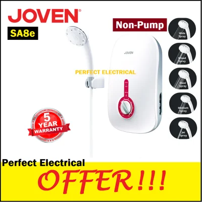 Joven SA8E Instant Shower Water Heater Non Pump with Safety ELCB (White) 5 Year Warranty