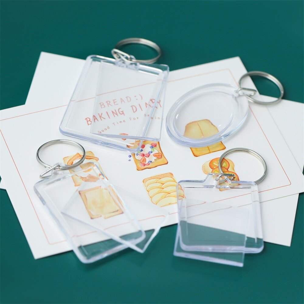 5 Cái/gói Hình Chữ Nhật Trong Suốt Trống Acrylic Chèn Keychain Ảnh Khung Ảnh Keyring Chủ Tự Làm Chia Nhẫn KeyChain Quà Tặng