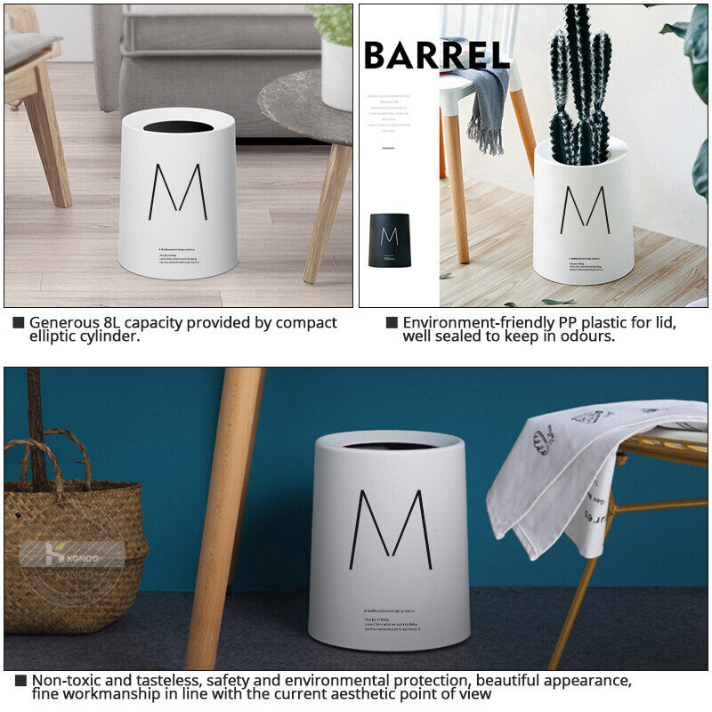 Konco Nordic Style Trash Can Garbage Storage Box Trash Bins Double Layers Garbage Can Kitchen Bathroom Dustbin bathroom trash can