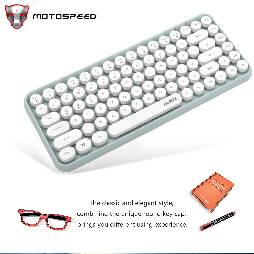 Bàn Phím BT Không Dây Ajazz 308i, Bàn Phím Văn Phòng Không Dây 84 Phím Với Nắp Phím Punk Tròn Khoảng Cách Truyền Dẫn Không Dây 10M