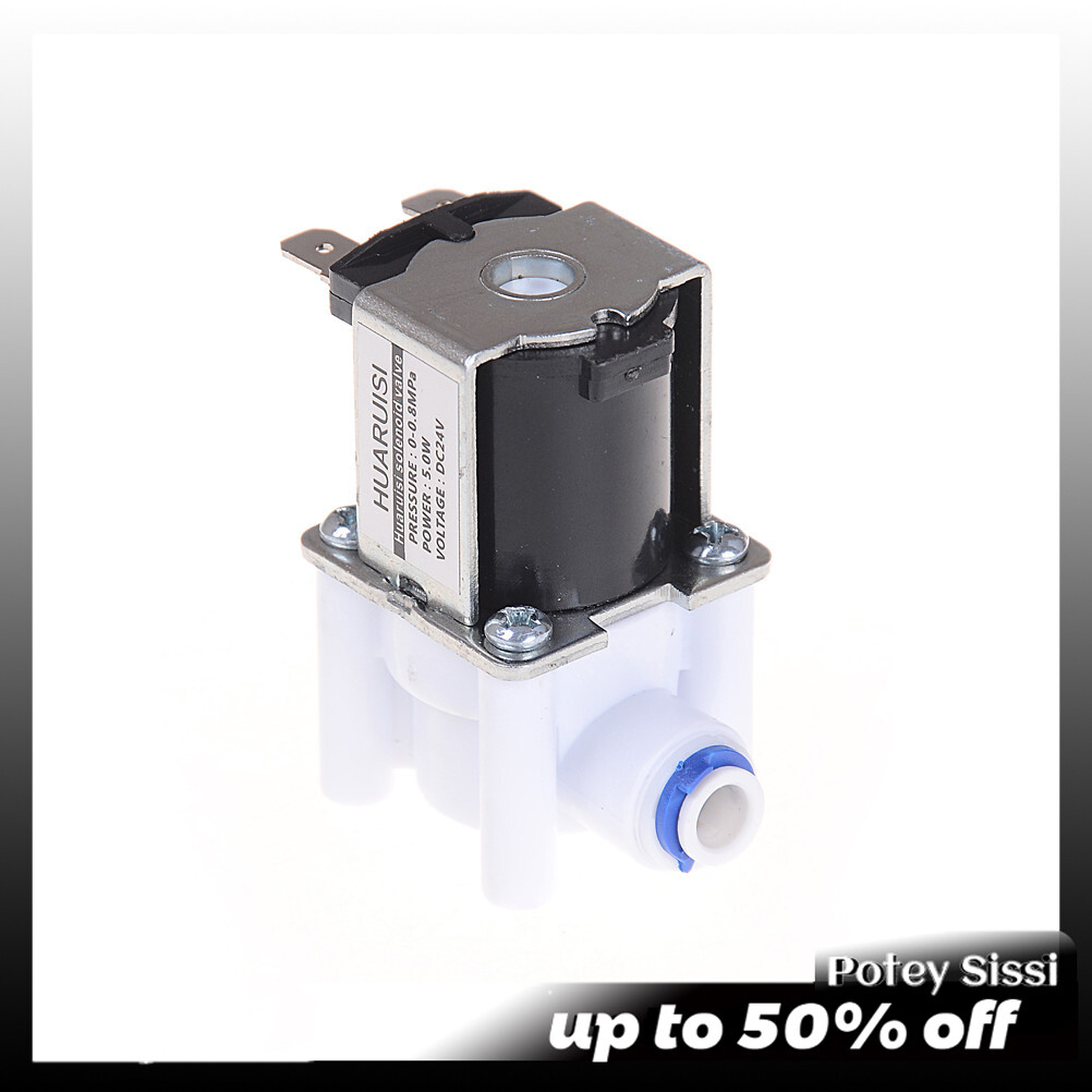 Potey Electric Water Valve 24V DC Solenoid Valve 1/4" Hose Connection RO Controller