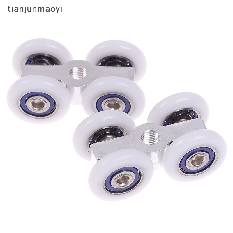 [tianjunmaoyi] 1Pair Sliding Door Rollers 4 Wheels Hanging Home Door Accessories Hardware