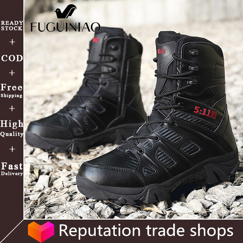 Fuguiniao 2021 Tactical Boots Combat Military Tactical COMBAT BOOTS Military Boots for Men Military Boots Men Combat Boots Men Waterproof Outdoor Hiking Motorcycle Boots Genuine Black Leather Leather Boots（Free shipping）
