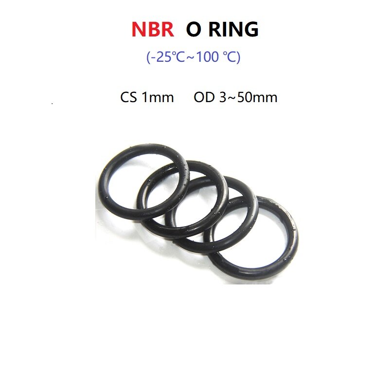 100Pcs 1mm X OD4.5-50mm  Nitrile butadiene "O" Type Sealing Rubber Ring Gaskets 