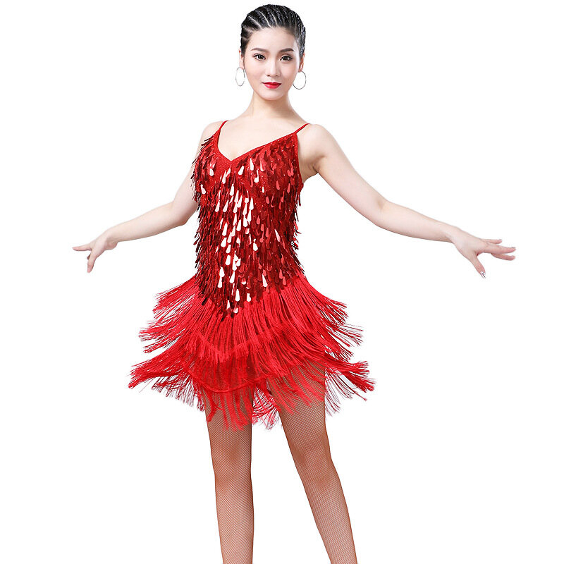 Sling Sequin Skirt Fringed Skirt Latin Dance Skirt Stage Costumes