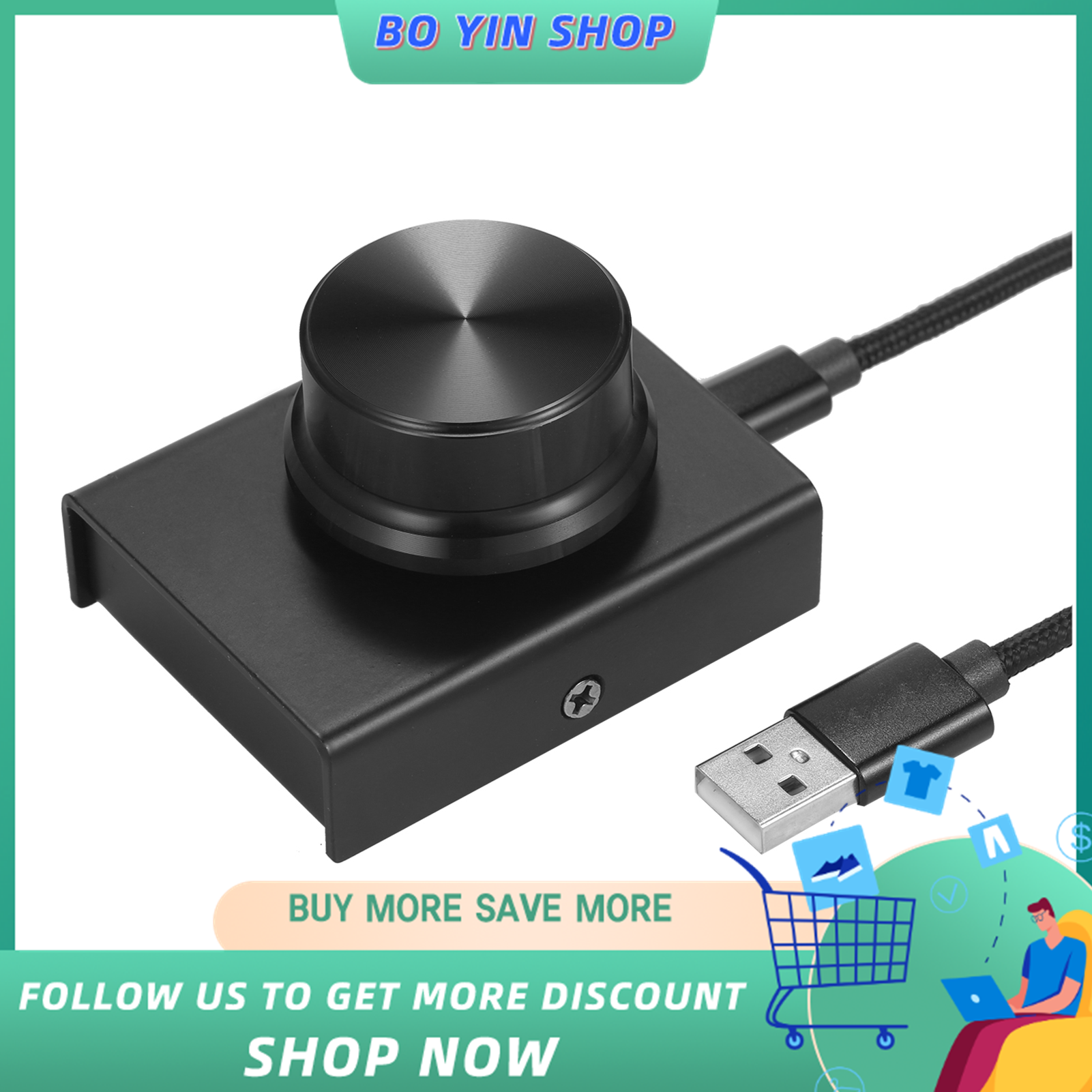 USB Volume Control Knob One Key Mute Volume Controller for Computer Laptop Plug and Play PC Speaker Audio Adjuster Compatible with Win 10/ 8/ 7/ Vista/ XP/ Mac