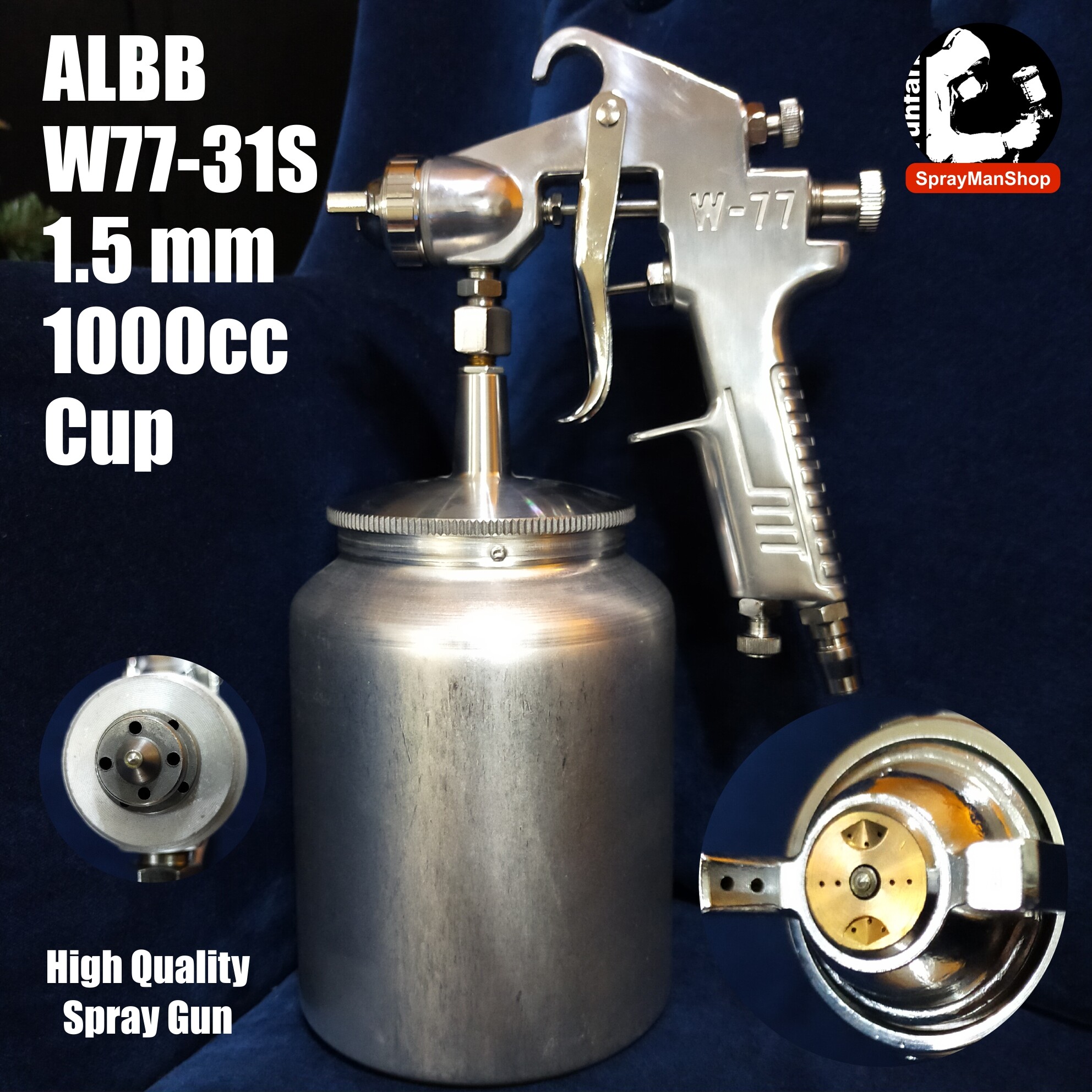 ALBB Spray Gun W7731S Suction Feed 1.5mm c/w 1000cc Aluminium Cup Lazada