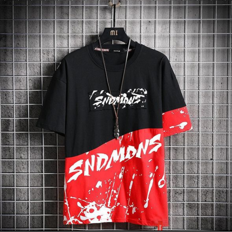 IELGY teen summer new short-sleeved male T-shirt student wild round neck print half-sleeved shirt shirt clothes men