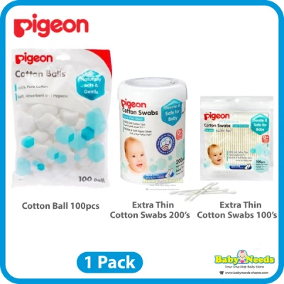Pigeon Cotton Ball/Extra Thin Stem Cotton Swabs 200pcs/100pcs