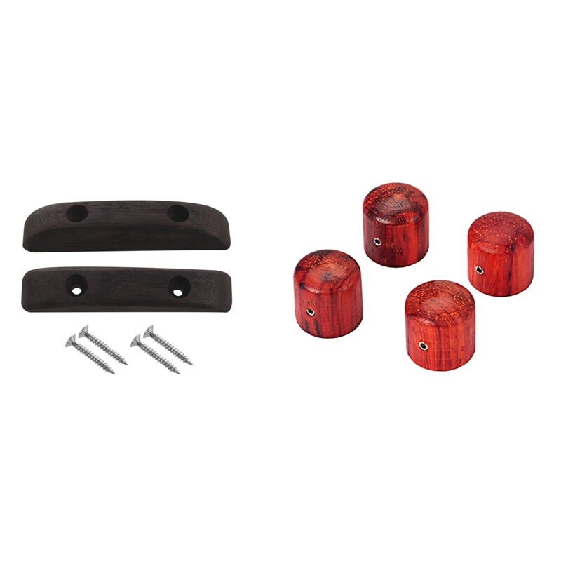 1set Rosewood Bass Guitar Thumb Rest Cute Widdle Spud Size & 4x