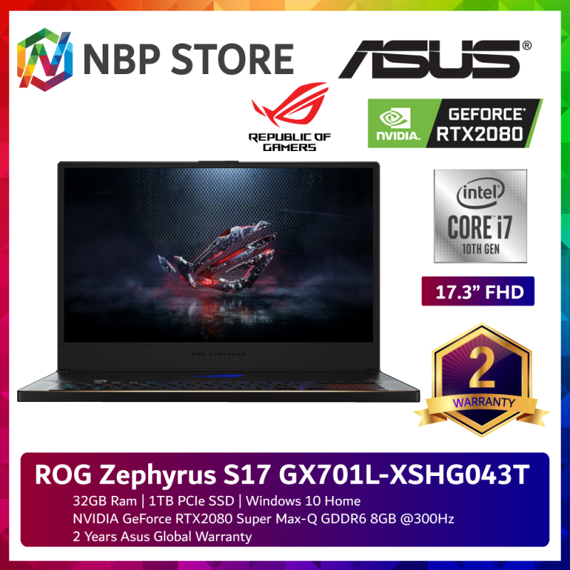 Asus ROG Zephyrus S17 GX701L-XSHG043T 17.3 FHD 300Hz Gaming Laptop ( i7-10875H, 32GB, 1TB SSD, RTX2080 SUPER 8GB Max-Q, W10 ) Malaysia