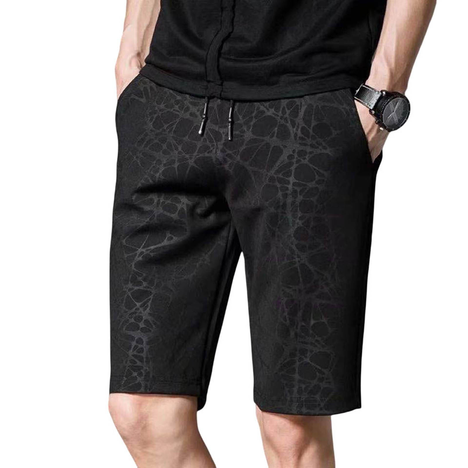 Mid-Rise Elastic Waistband Drawstring Pockets Men Shorts Summer Camouflage Print Fitness Shorts Fashion Short Pants