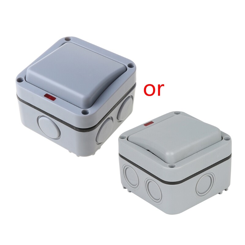MP12 Weatherproof Outdoor Switch Outdoor Garden External Wall Switch 1 Gang Push Button SPDT Switch Wall Switch Socket