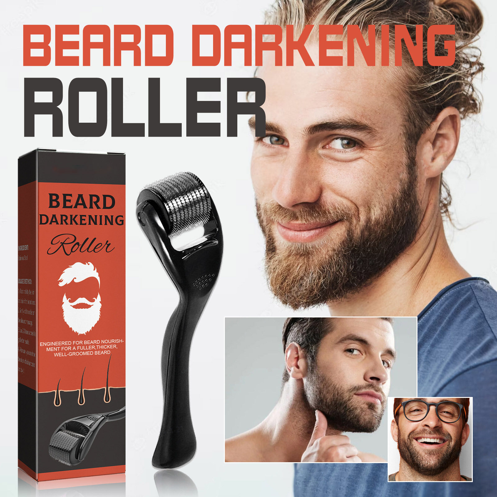 Roller for Beard Hair Skin Face,Beard Growth Oil and Beard Roller,Stimulate Beard Hair Growth for Men,Stainless Steel Moisturizing Roller