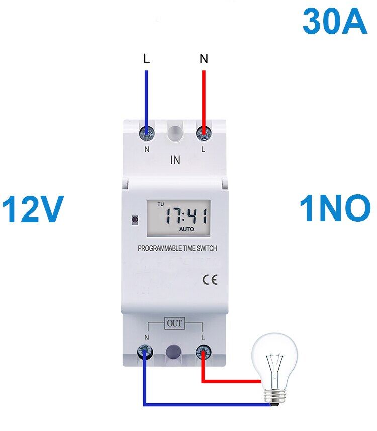 Electronic weekly 7 days programmable digital time relay timer switch control ac 220v 230v 12v 24v 30a din rail ahc30a thc30a