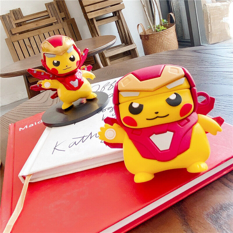 Bao Bảo Vệ Tai Nghe Airpods Pro Bằng Silicon, Hình Pikachu Iron Man Hoạt Hình Dễ Thương Cho Airpods 1 2 3