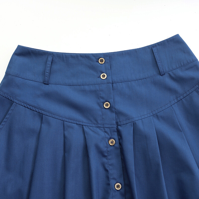 ZANZEA Womens Pleated Button Down Skirts A Line Flare Swing Solid Long Maxi Skirts