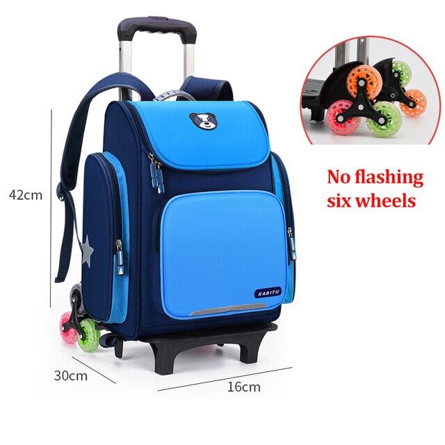 กระเป๋านักเรียนนักเรียนความจุสูง Rolling Backpack Kids Trolley Bag