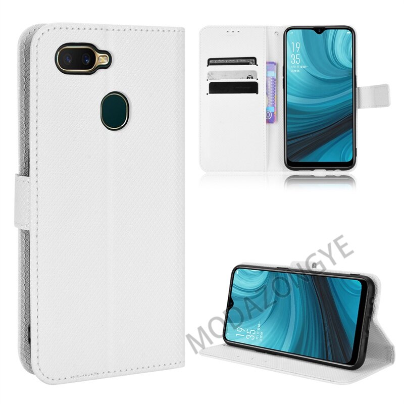 Oppo a5s casing flip phone holder stand oppo a12 a7 case wallet pu leather back cover