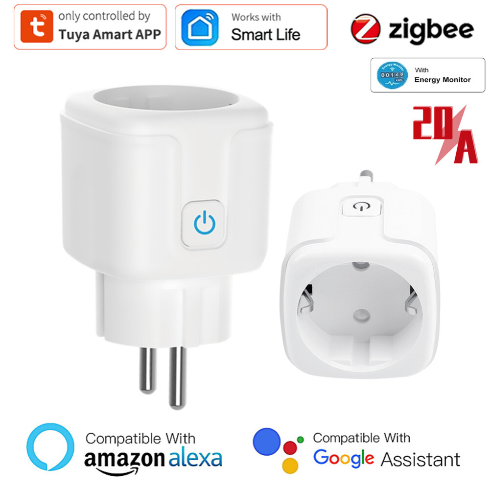 Sauceret Tuya ZigBee Phích Cắm Thông Minh Ổ Cắm EU 20A Ổ Cắm Từ Xa Không Dây Ổ Cắm Hẹn Giờ Thông Minh Điều Khiển Bằng Giọng Nói Ổ Cắm Điện Thông Minh PC Chống Cháy Tại Nhà EU Jan