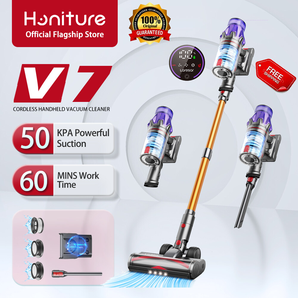 Honiture Laresar V7 Cordless Vacuum Cleaner 50Kpa 60Mins 500W Handheld ...