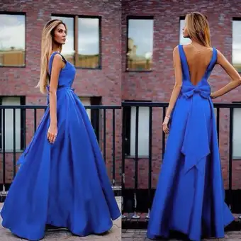 backless bow maxi dress