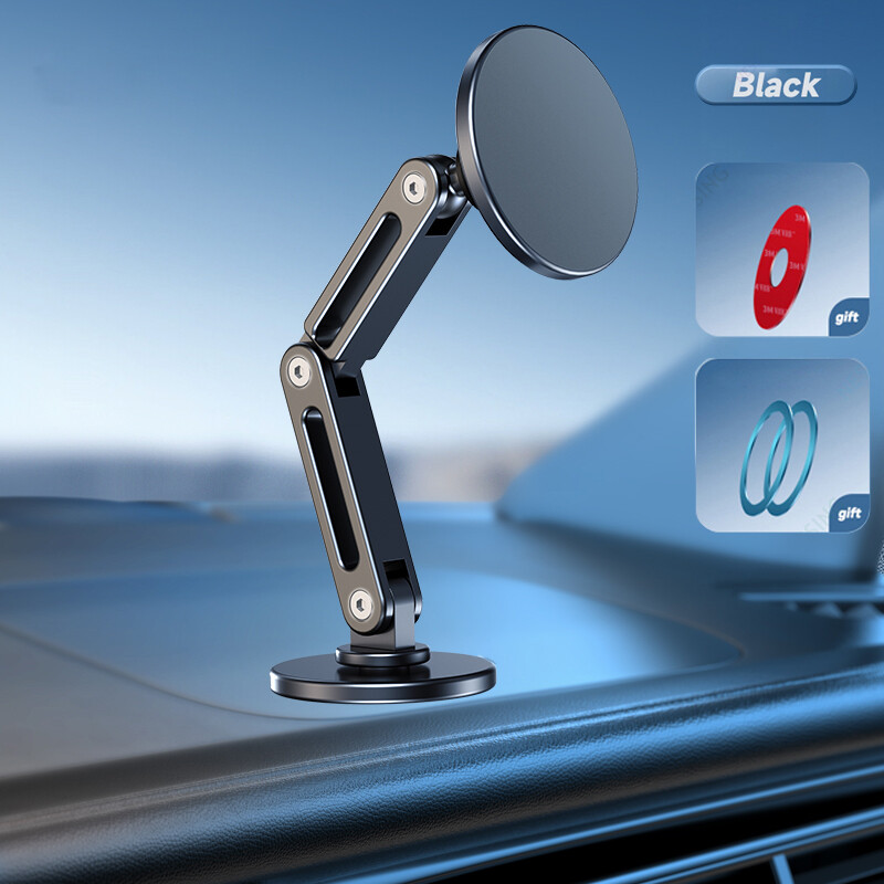 Aluminium Alloy 360 Rotation Foldable Car Strong Magnetic Phone Holder for Tesla esla Model 3/X/Y/S Phone Mount Magnets Stand For iPhone 14 13 12 Pro Max Mini Samsung S23 Xiaomi for Magsafe Accessories Car Mount Bracket
