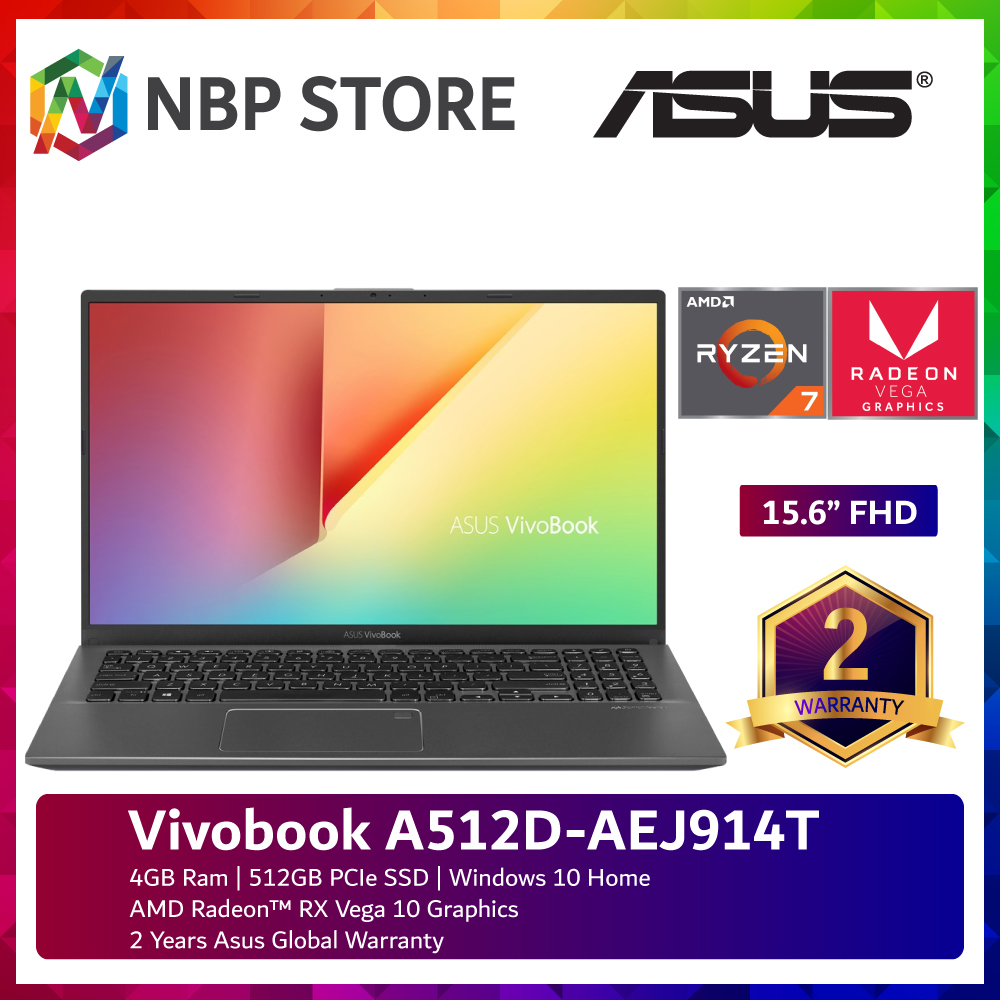 Asus Vivobook A512D-AEJ914T 15.6 FHD Laptop Slate Grey ( Ryzen 7-3700U, 4GB, 512GB SSD, ATI, W10 ) Malaysia
