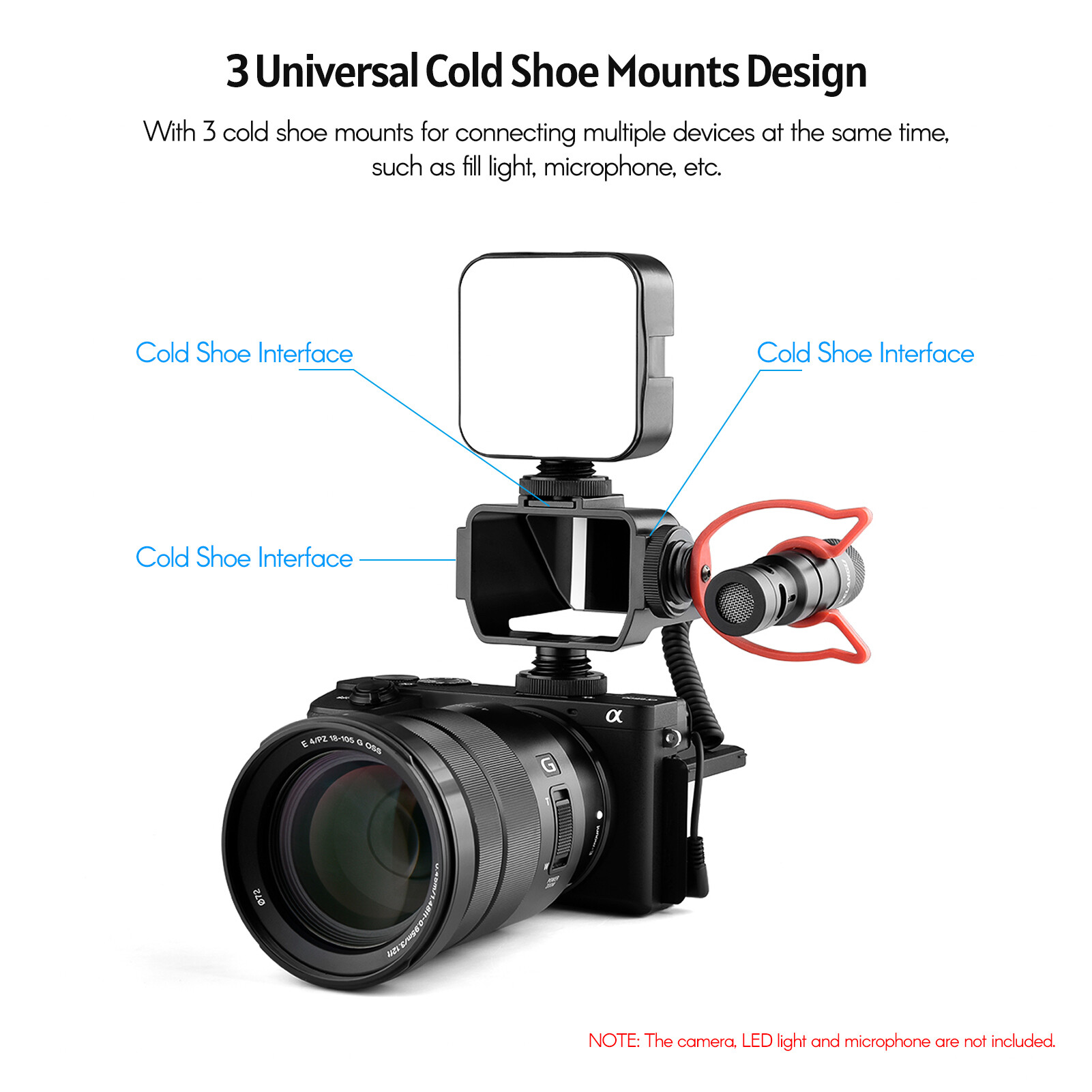 Andoer Universal Camera Selfie Vlog Lật Lên Màn Hình Gương Với 3 Đế Giày Lạnh Để Cài Đặt Micrô Đèn LED Nhỏ Tương Thích Với Sony A6000/A6300/A6500/A72 Series/A73 Series Nikon Z6/Z7 Máy Ảnh Không Gương