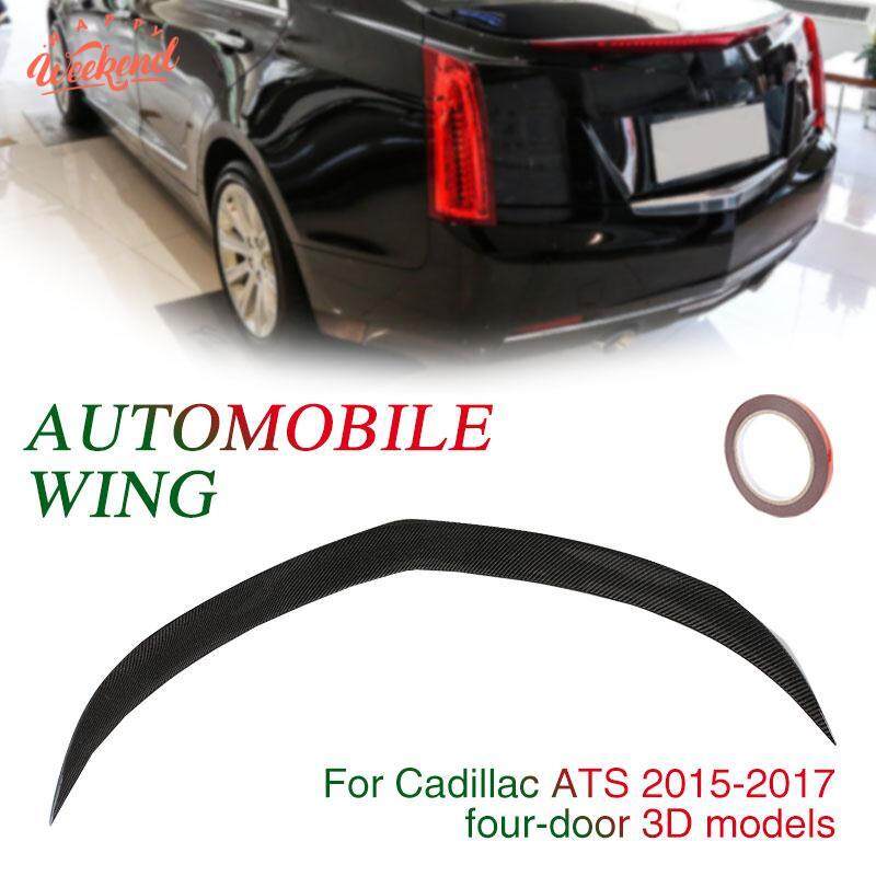 Mobil Tail Wing Spoiler Wing Batang Belakang Sayap Serat Karbon Hitam 4 Pintu Dekorasi Bagasi Trim untuk Cadillac ATS Sedan