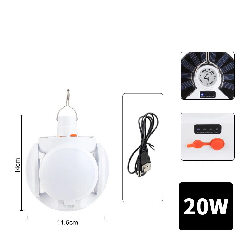 Solar charging stall lights, 45LED football folding bulb lights, emergency lighting camping lights, single battery model