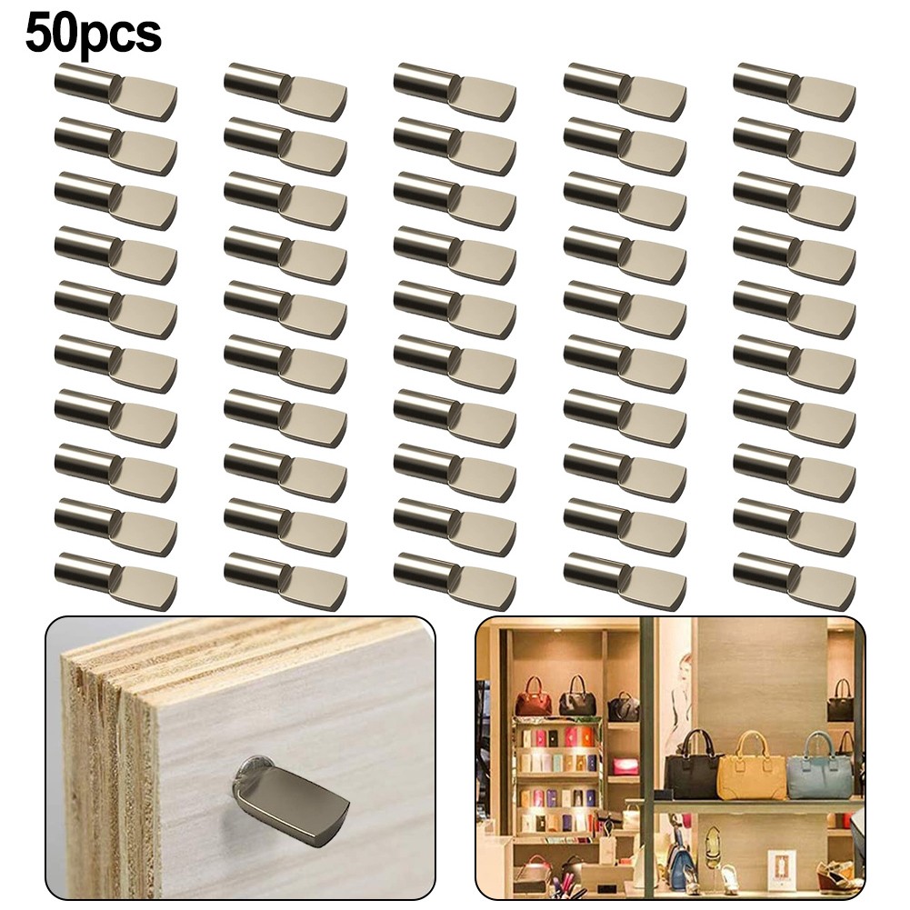Hometool 50PCS Shelf Support Pegs Nickel Plated Pins For Cabinet Furniture Closet Bracket Wardrobe Panel Bracket