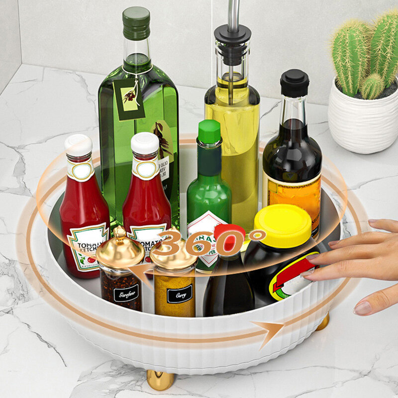GUAN Rotatable Multi-Function Kitchen Storage Tray Spice Rack Turntable Shelf Organizer