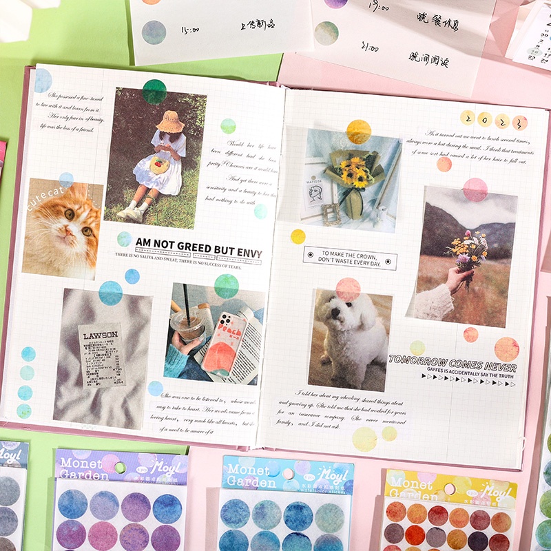 6 Tấm Morandi Màu Monet Vườn Loạt chấm bi Dán Cổ Điển Trang Trí DIY Polka Dot Dán