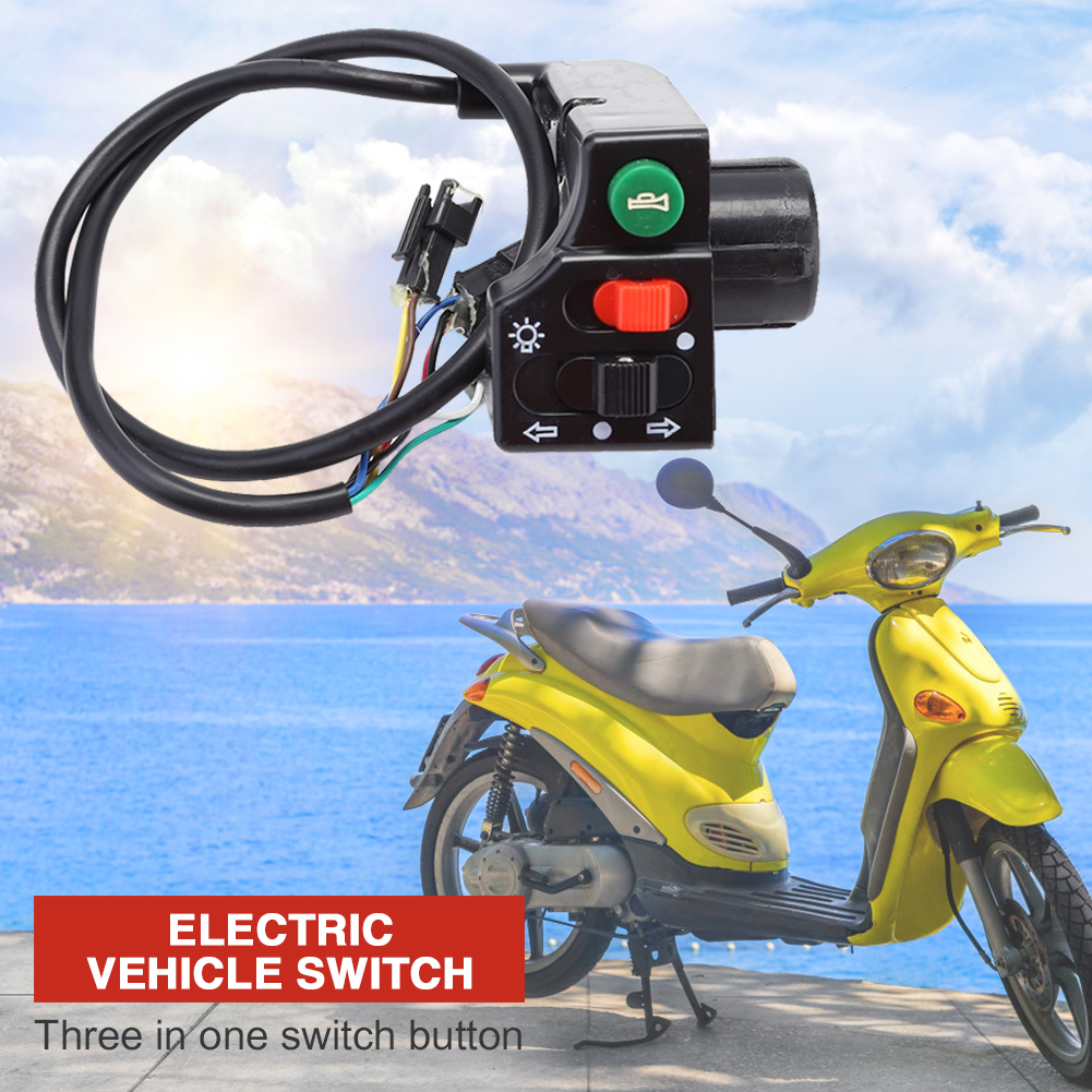 Đèn Báo Rẽ Xe Đạp Điện Ebike Nút Công Tắc Còi Đèn Pha Màu Đen
