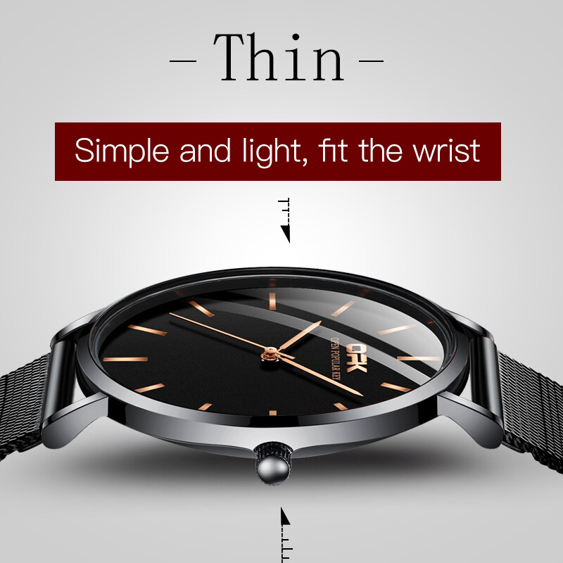 OPK Original Men's Watch Simple Large Dial Ultra-thin Waterproof Milanese Strap Student Sports Watch