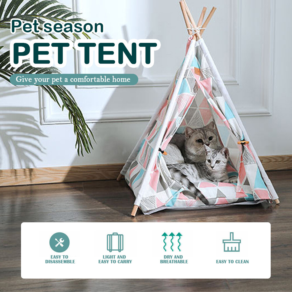 Pet Tent Bed Puppy Dogs Triangle Tent House Four Seasons General Pet House Puppy Dogs Cats Bed Pet Supplies Summer Dog House Pet Products